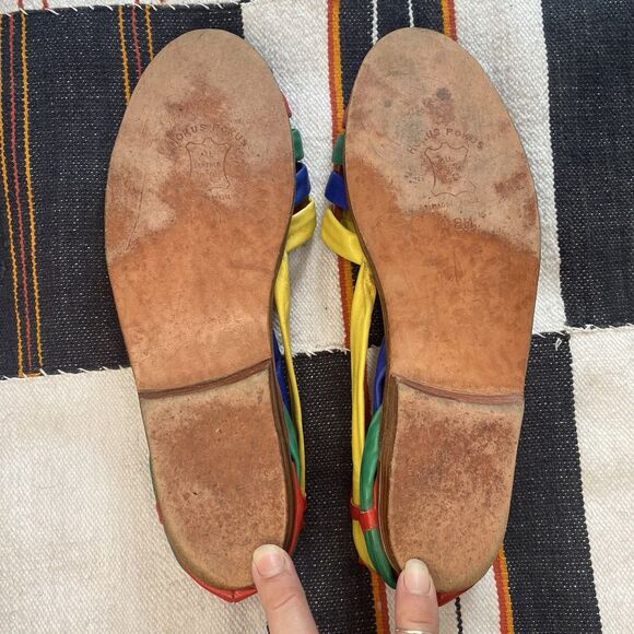 Vintage Hokus Pokus Leather Slip On Sandals. Rare. Size 8 M. Made In Brazil. - Picture 4 of 8